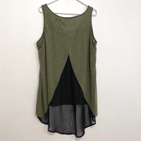TORRID 1 Plus Size Olive Sleeveless Hi-Low Tank Green Black High Low Mixed Media - Picture 11 of 14